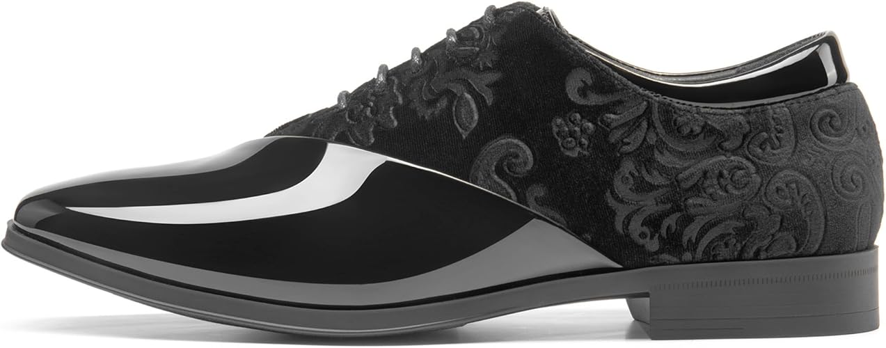 Bruno Marc Men's Dress Tuxedo Shoes Classic Patent Velvet Lace-up Formal Caden Oxford