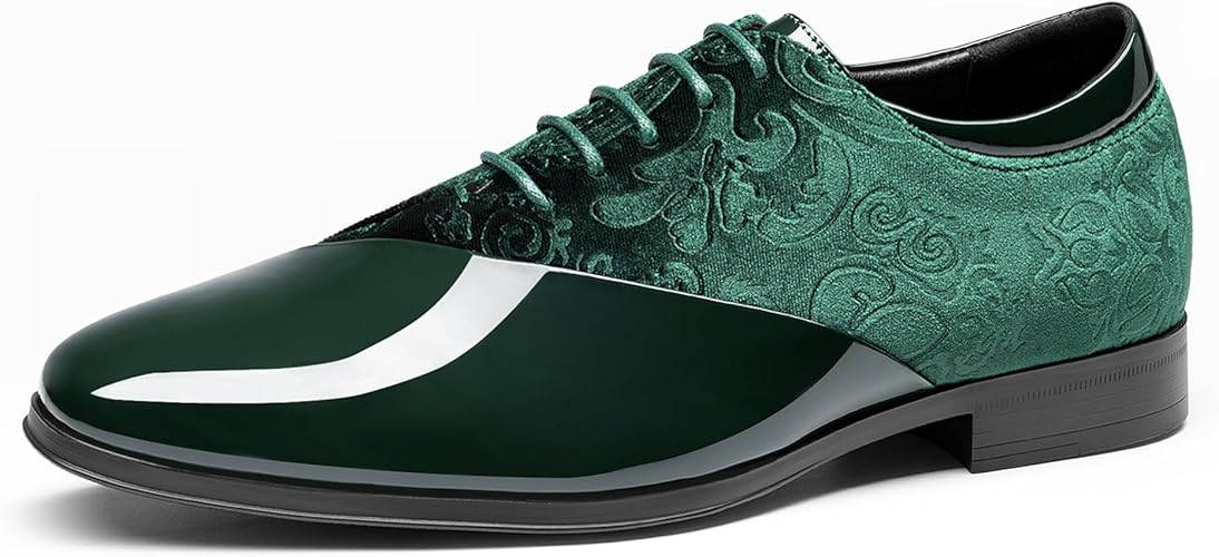 Bruno Marc Men's Dress Tuxedo Shoes Classic Patent Velvet Lace-up Formal Caden Oxford