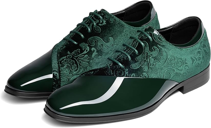 Bruno Marc Men's Dress Tuxedo Shoes Classic Patent Velvet Lace-up Formal Caden Oxford