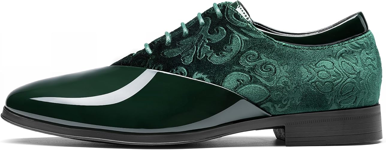 Bruno Marc Men's Dress Tuxedo Shoes Classic Patent Velvet Lace-up Formal Caden Oxford